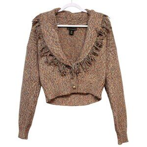 House of Harlow 1960 Cardigan Sweater Size Small Multicolor Knit Metallic Fringe